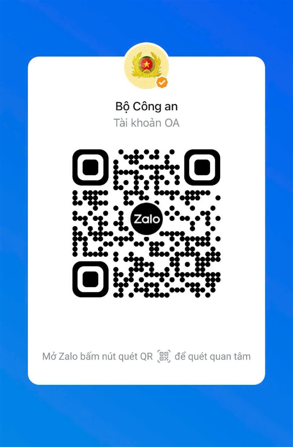 Trang thông tin Bộ Công an trên nền tảng Zalo OA.