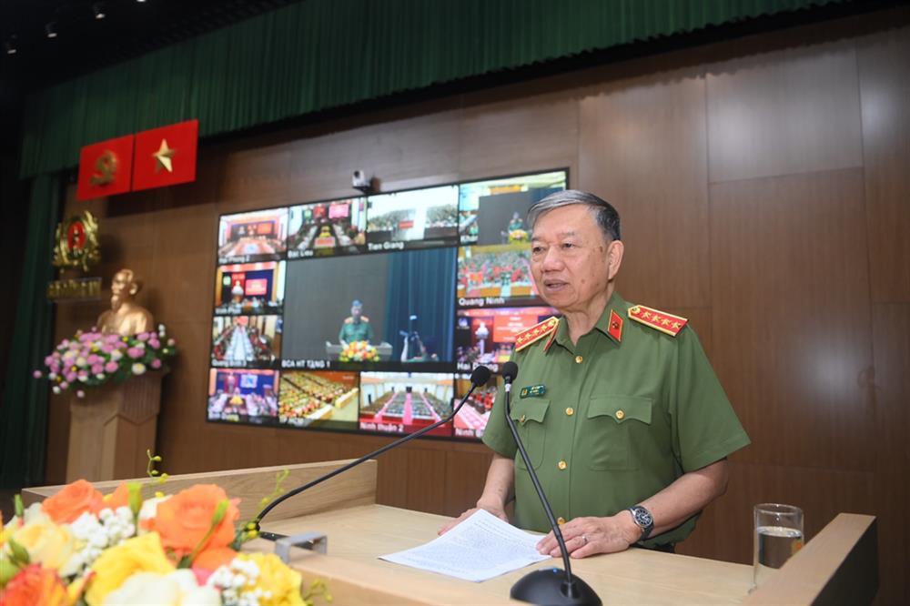 Bộ trưởng Tô Lâm phát biểu tại Hội nghị trực tuyến giao ban Cơ quan Cảnh sát điều tra các cấp quý I/2024.