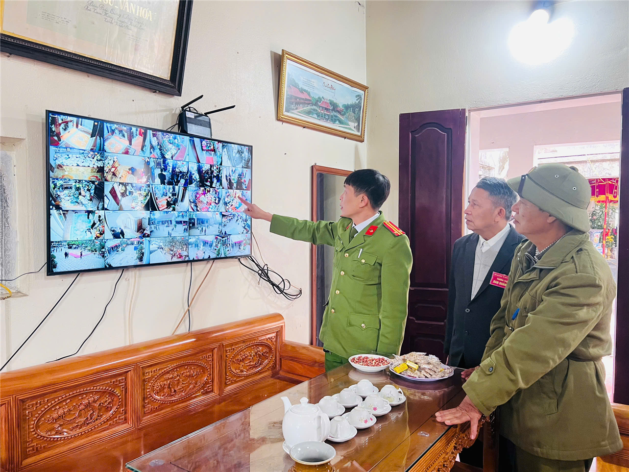 Lực lượng Công an huyện Yên Lạc nắm tình hình bảo đảm an ninh, trật tự Lễ hội Đền Bắc Cung (Đền Thính).