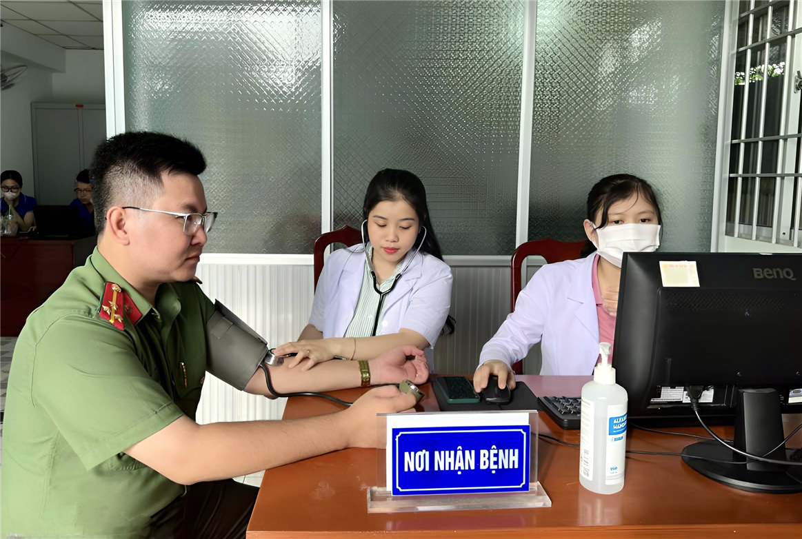 Y, bác sĩ Bệnh xá Công an tỉnh khám bệnh cho CBCS.