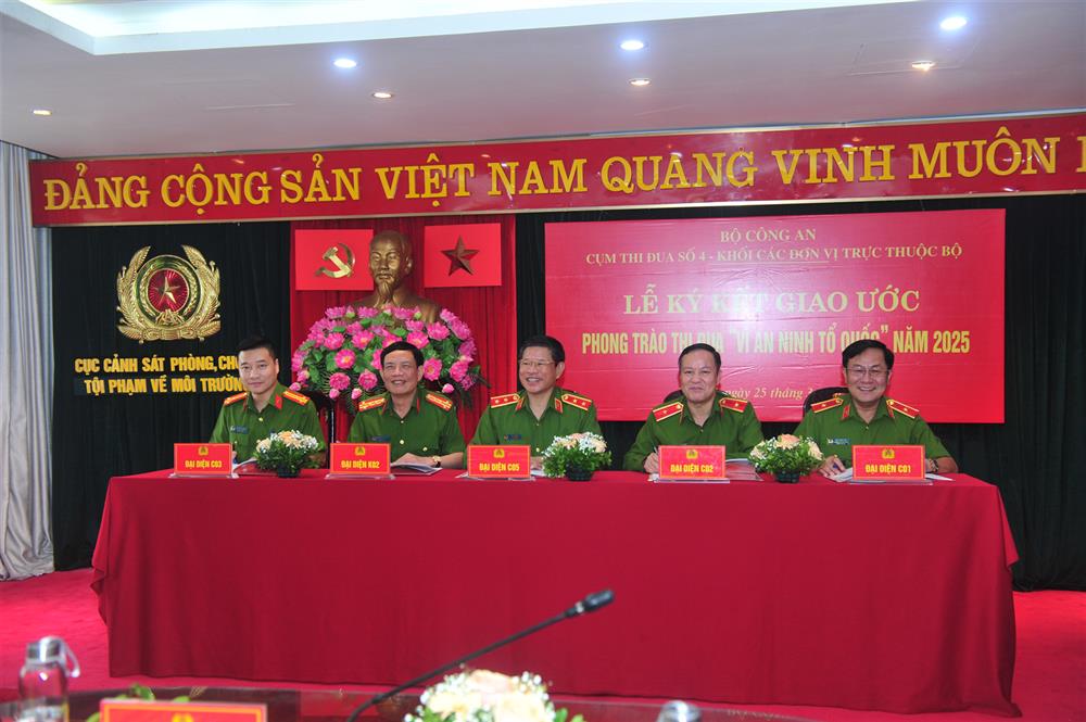 Lãnh đạo các đơn vị trong Cụm thi đua ký kết và trao giao ước thi đua Vì an ninh Tổ quốc năm 2025.