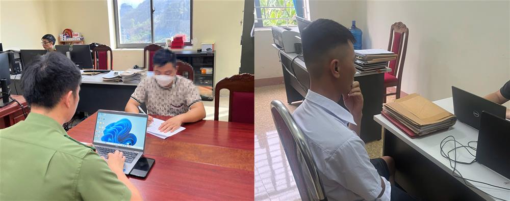 Cơ quan Công an làm việc với H.V.T và L.T.T.