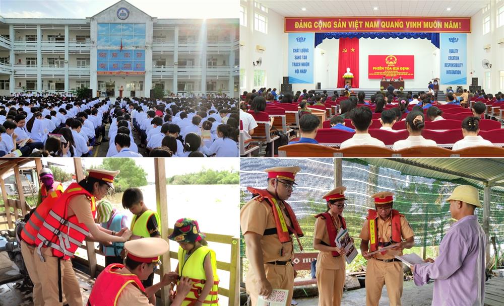Lực lượng CSGT thường xuyên tuyên truyền, phổ biến pháp luật, hướng dẫn người dân tham gia giao thông an toàn bằng nhiều hình thức.