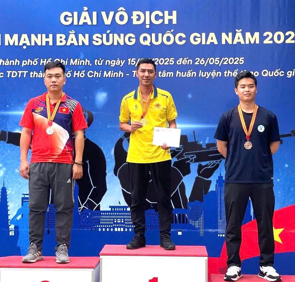 Các vận động viên đội tuyển bắn súng Công an nhân dân đạt thành tích cao tại Giải vô địch các đội mạnh bắn súng quốc gia 2025.