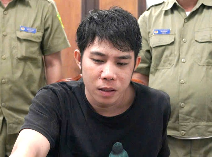 Đối tượng Nguyễn Văn Lộc tại cơ quan Công an.