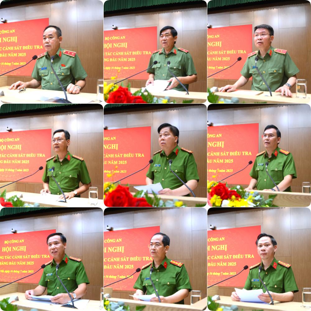 Công an các địa phương phát biểu tham luận về công tác điều tra, xử lý tội phạm; công tác PCTP hình sự, ma tuý, môi trường, tài nguyên, an toàn thực phẩm, kinh tế