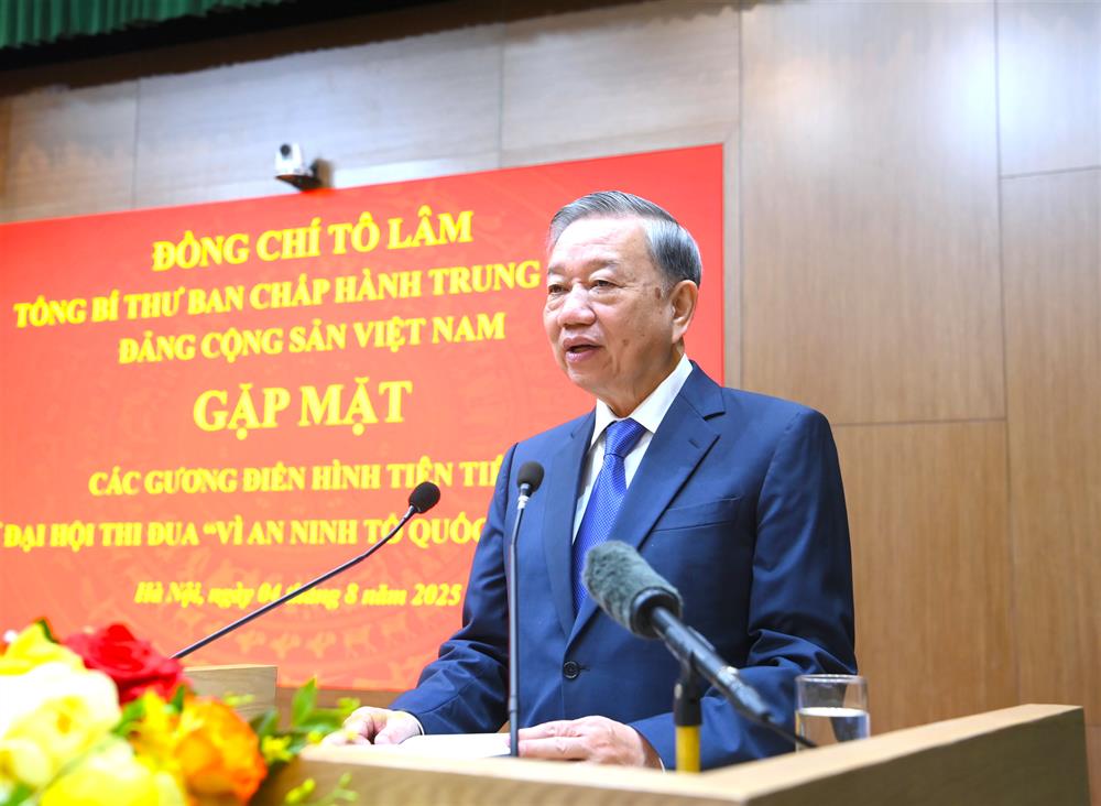 Tổng Bí thư Tô Lâm phát biểu tại buổi gặp mặt.