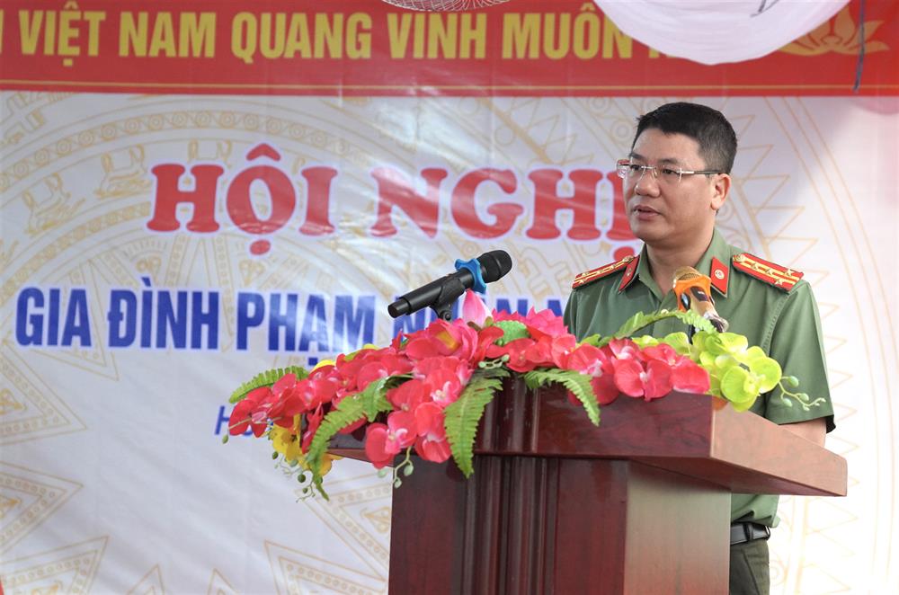 Đại tá Nguyễn Thanh Bình phát biểu tại Hội nghị.