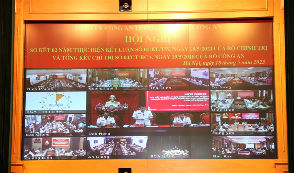 Hội nghị được tổ chức trực tuyến từ hội trường Bộ Công an (Hà Nội) đến các điểm cầu của Công an các tỉnh, thành phố trực thuộc Trung ương.