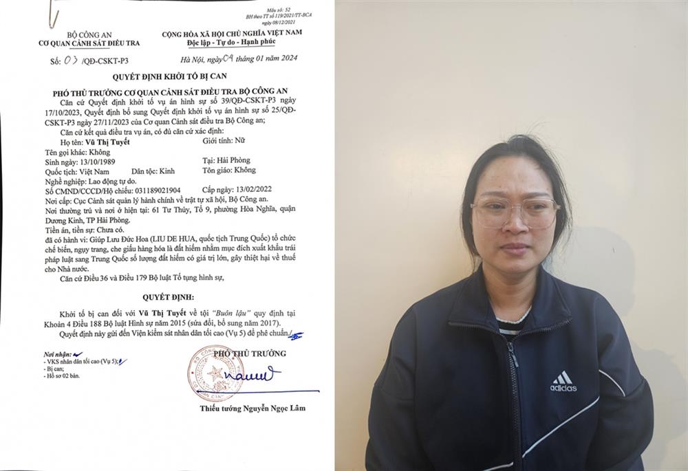 Bị can Vũ Thị Tuyết.
