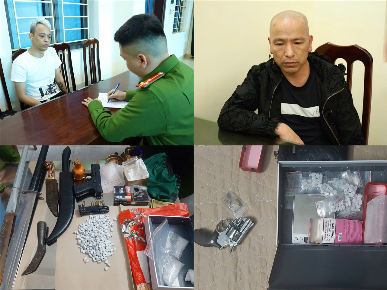 Các đối tượng và tang vật thu giữ.