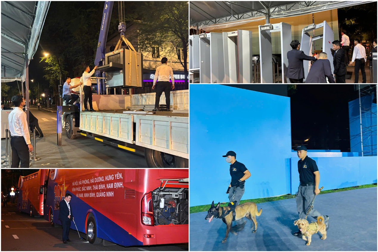 Lực lượng Cảnh vệ chuẩn bị các công tác phục vụ kiểm tra an ninh.