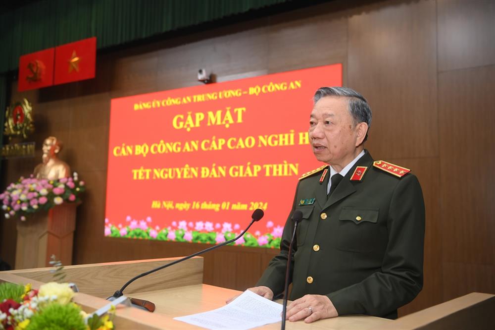 Bộ trưởng Tô Lâm phát biểu tại buổi gặp mặt.