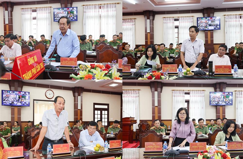 Các đại biểu tham gia ý kiến tại các điểm cầu.
